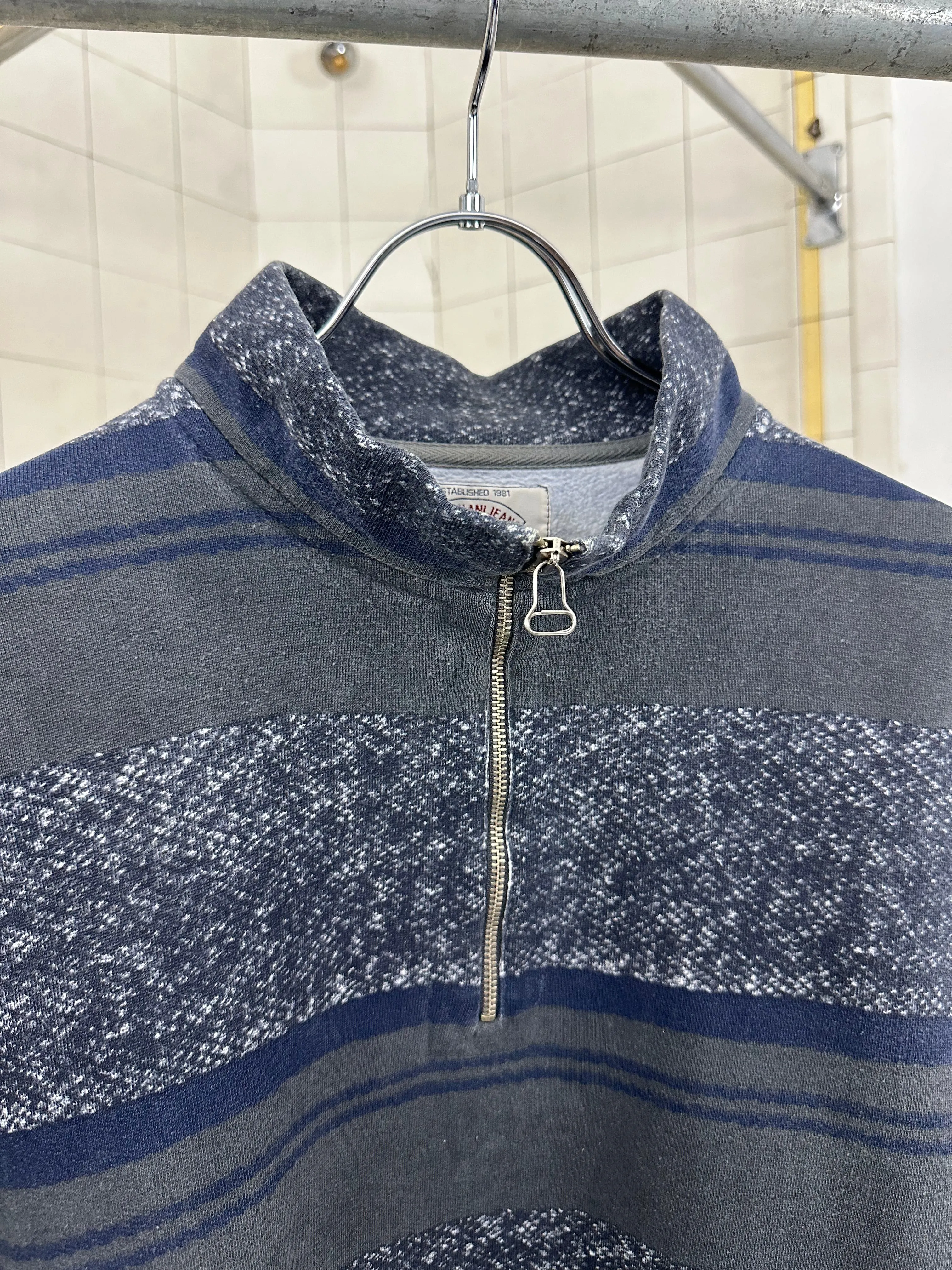 1980s Armani Graphic Quarter Zip Pullover - Size L