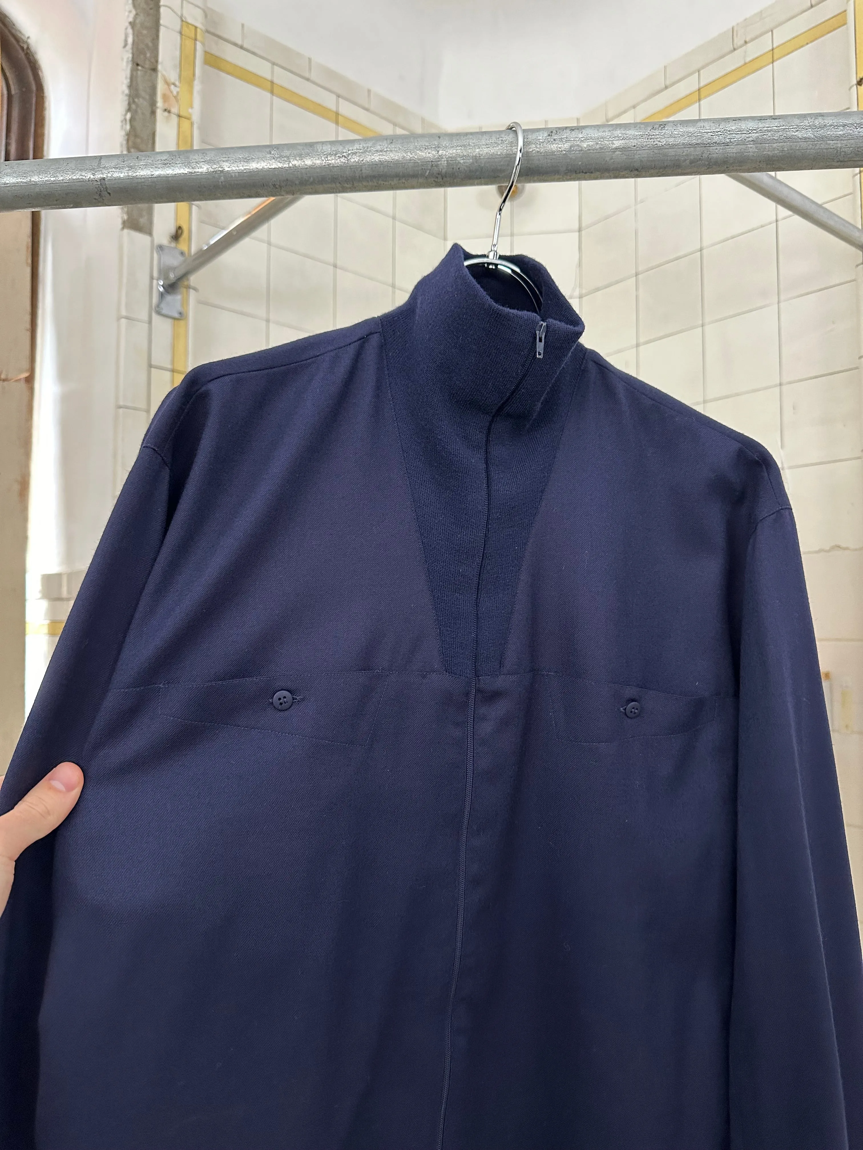 1980s Claude Montana Wool Mock Neck Quarter Zip Shirt - Size M