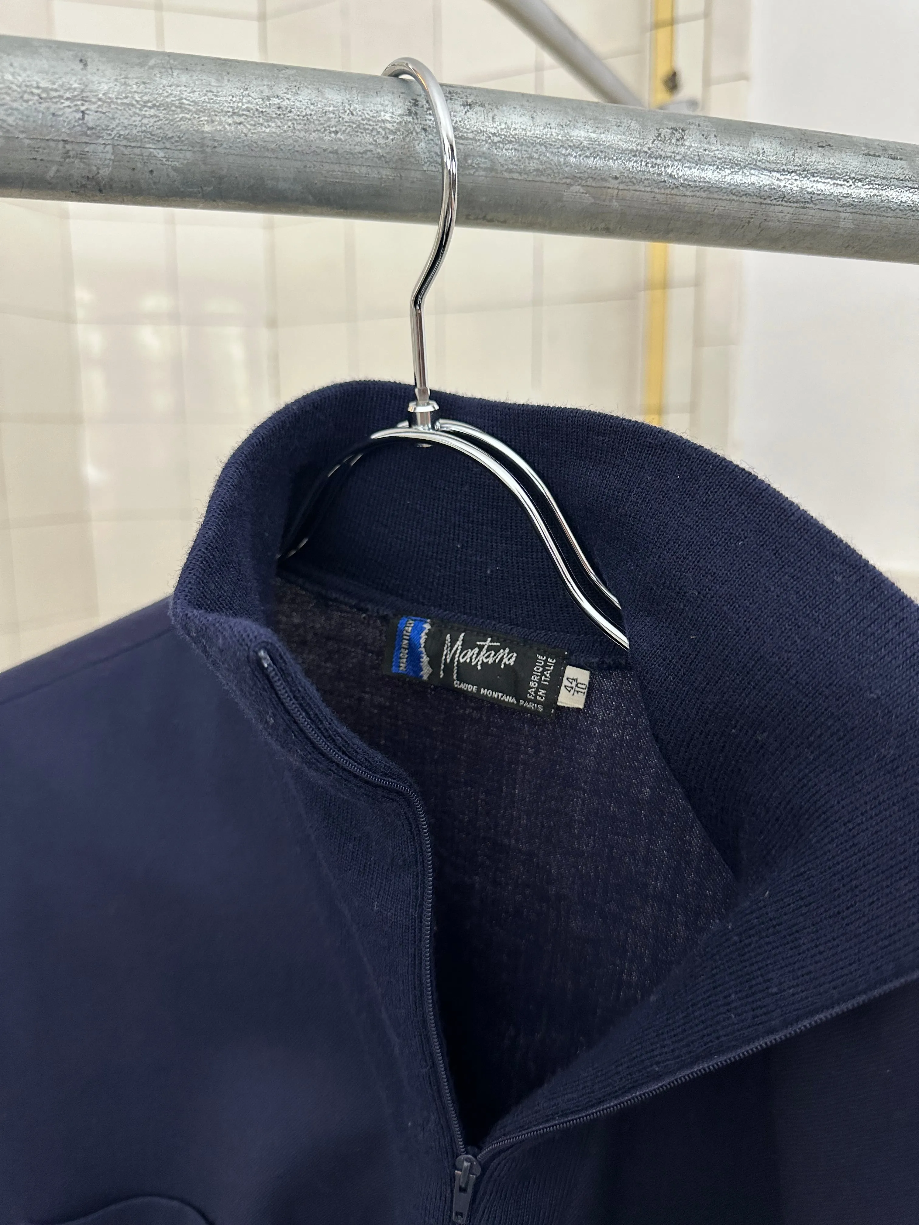 1980s Claude Montana Wool Mock Neck Quarter Zip Shirt - Size M