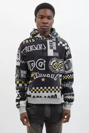 2019 Black & Grey Graphic Print Hoodie