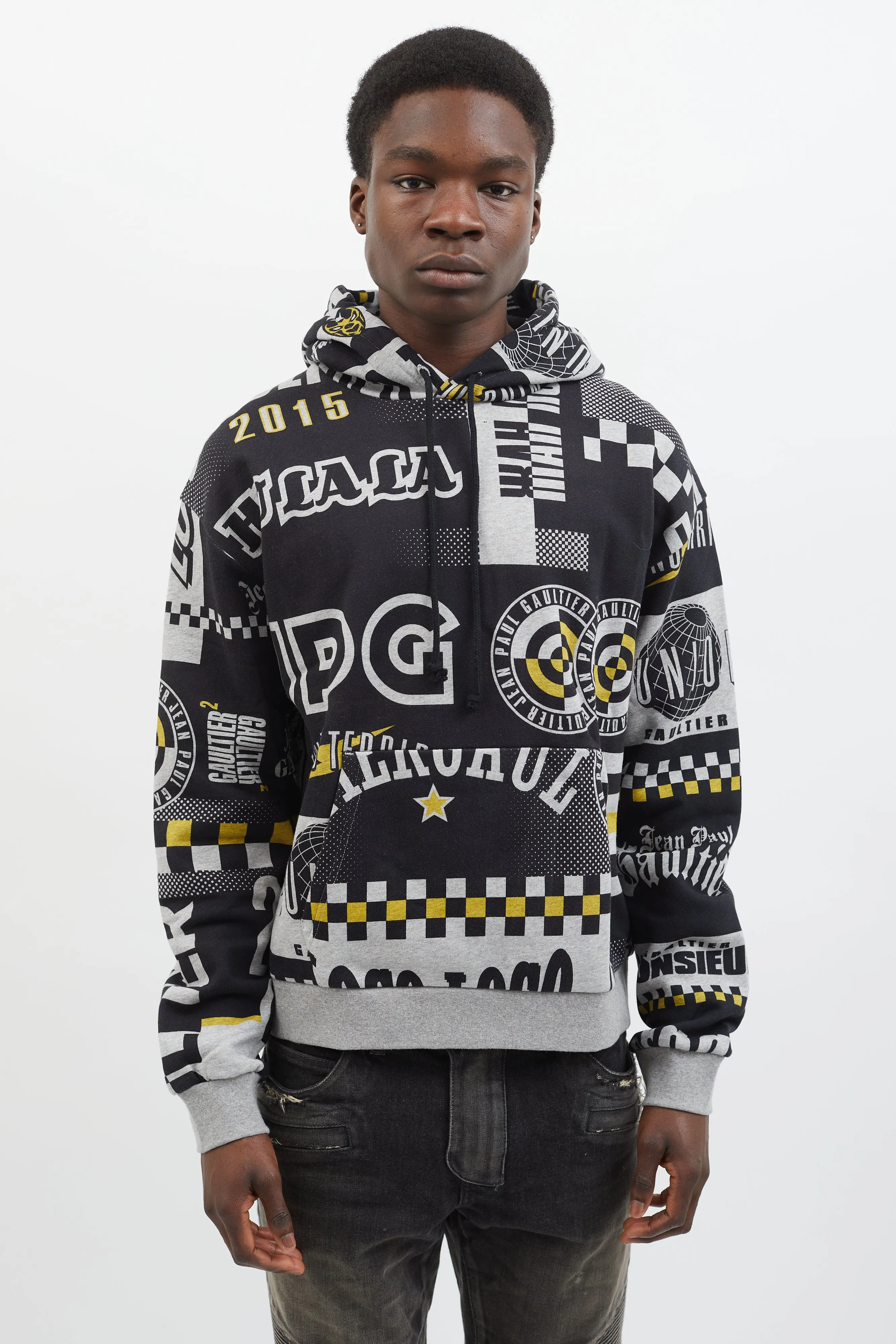 2019 Black & Grey Graphic Print Hoodie
