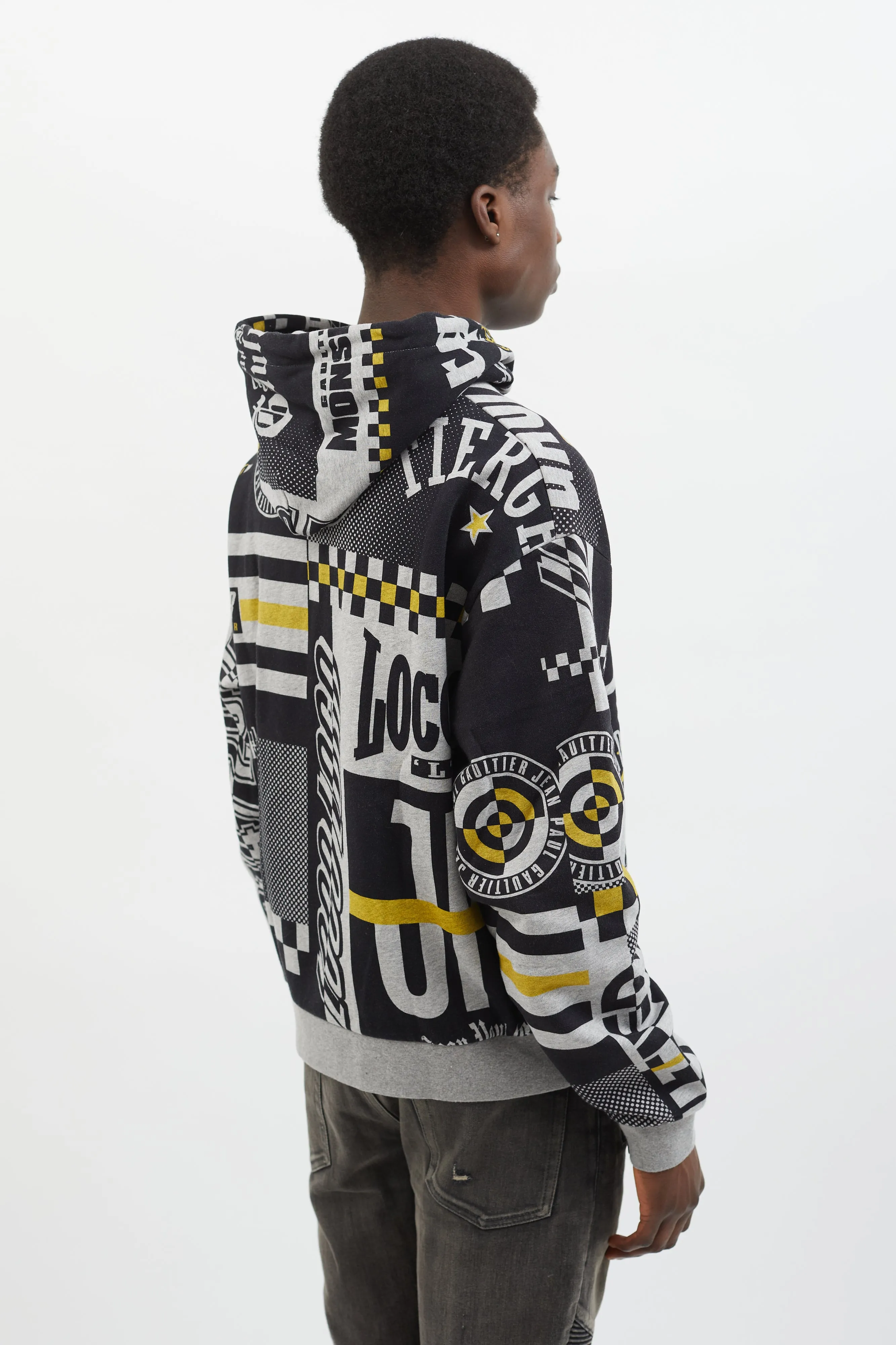 2019 Black & Grey Graphic Print Hoodie