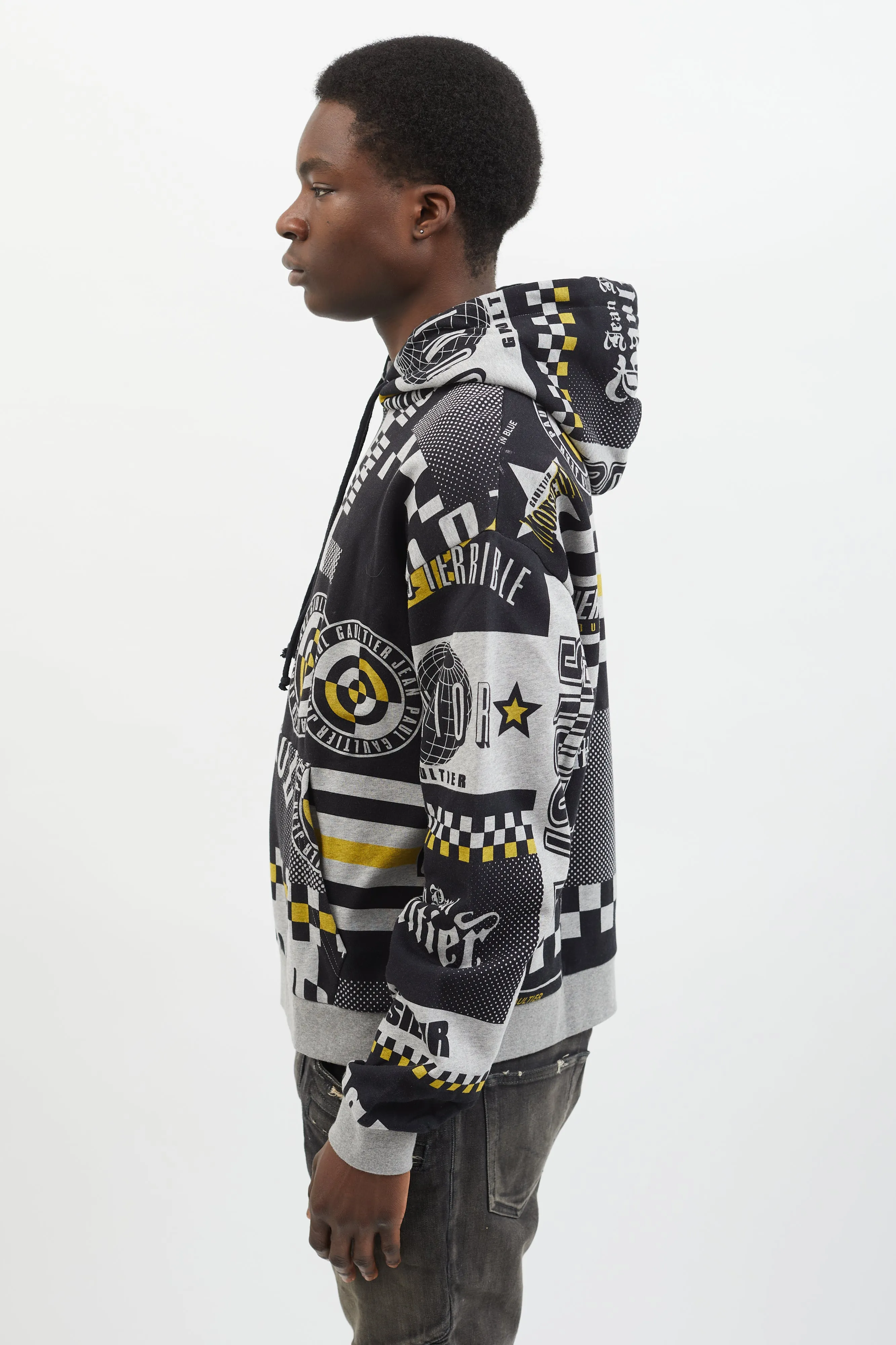 2019 Black & Grey Graphic Print Hoodie