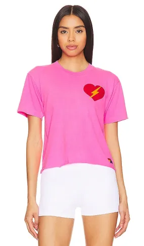 Aviator Nation Bolt Heart Boyfriend Tee in Pink