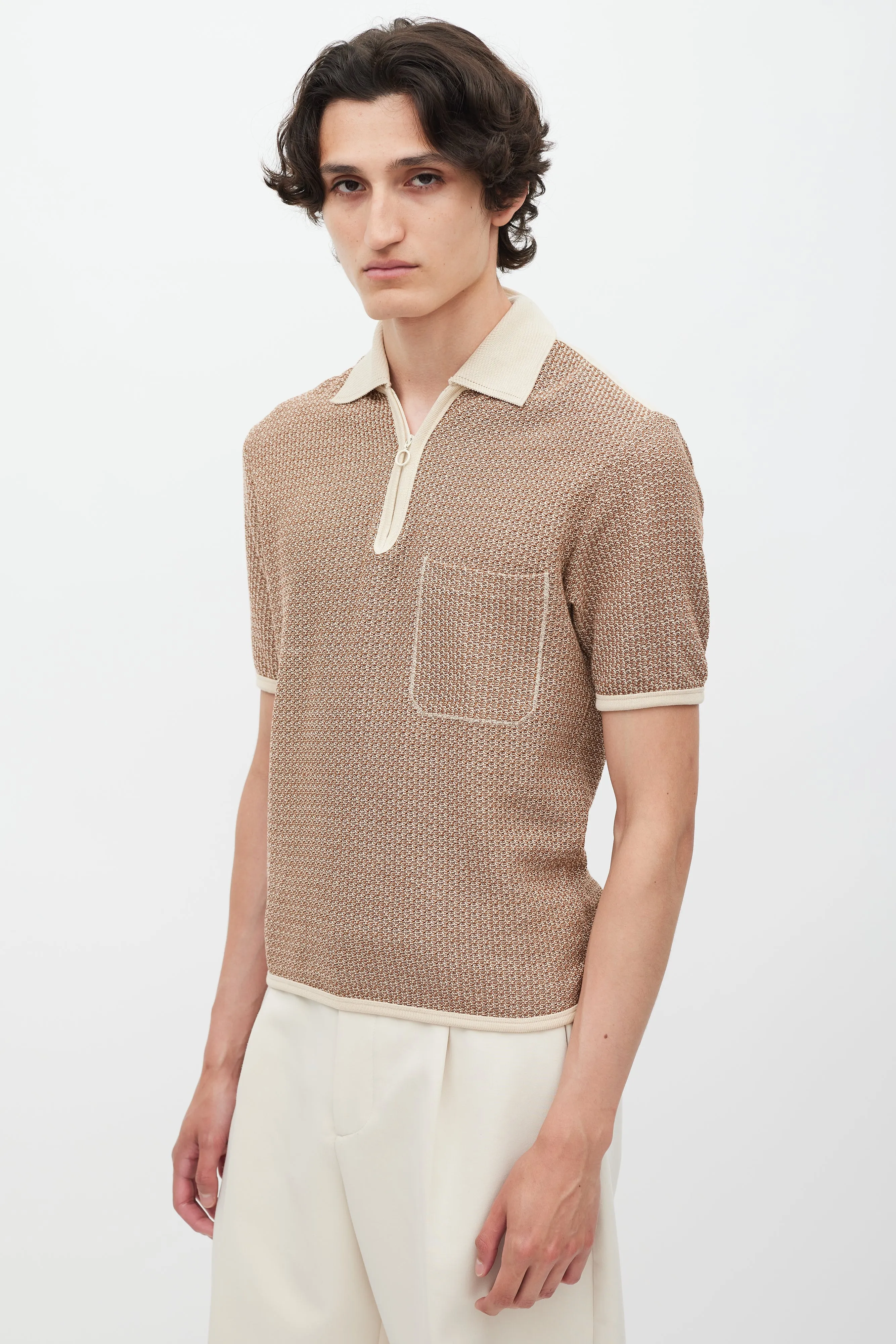 Beige Knit Polo