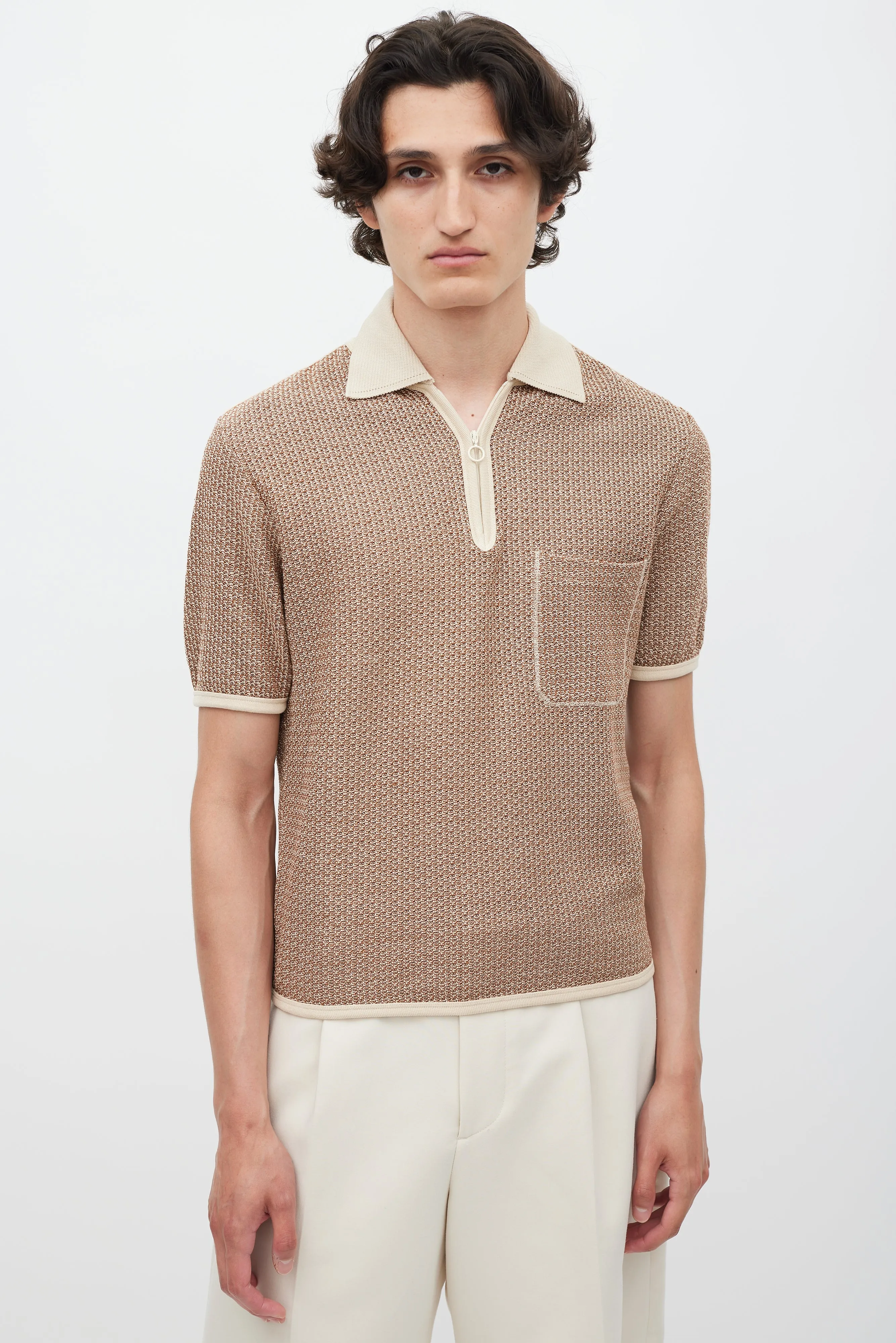 Beige Knit Polo