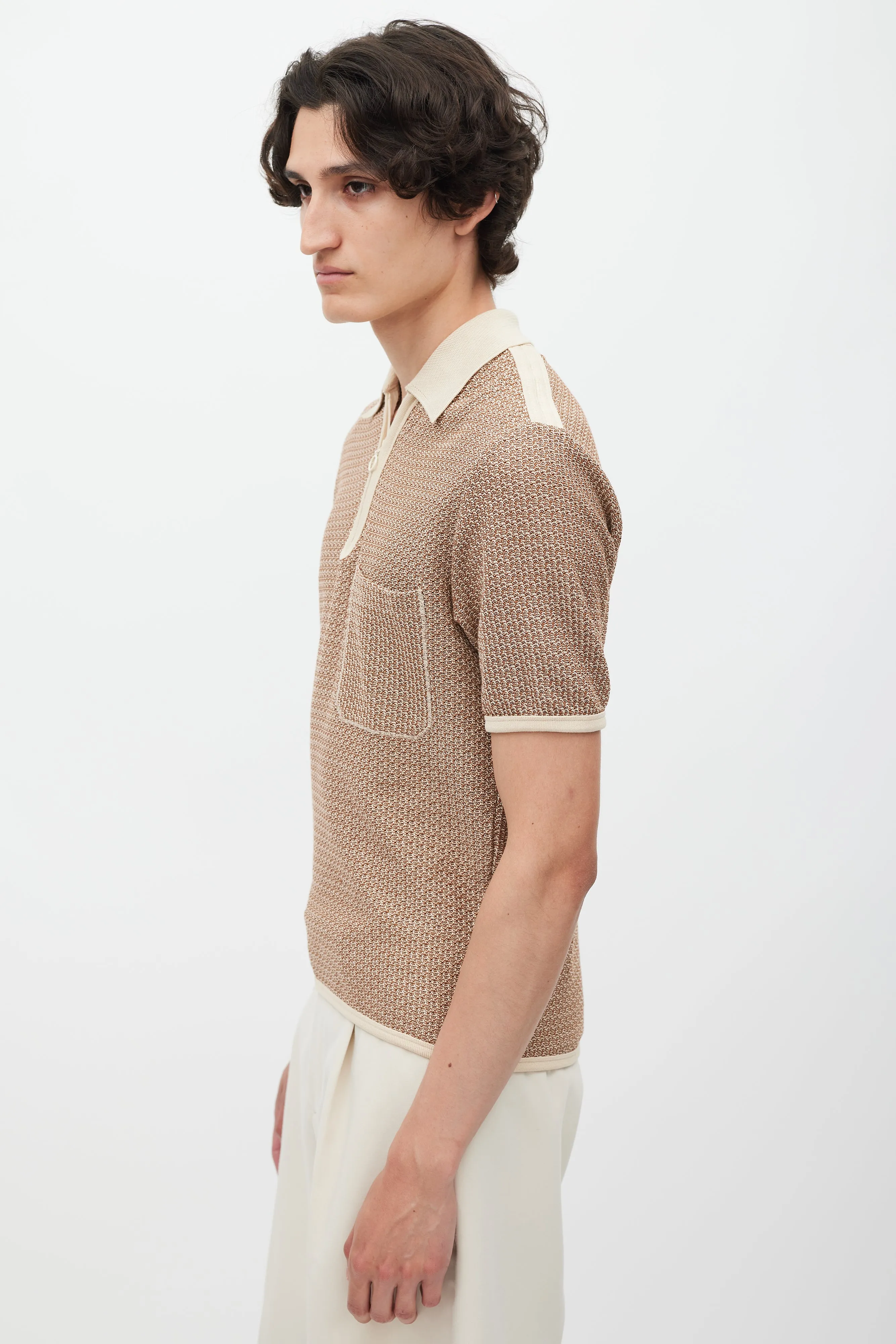 Beige Knit Polo