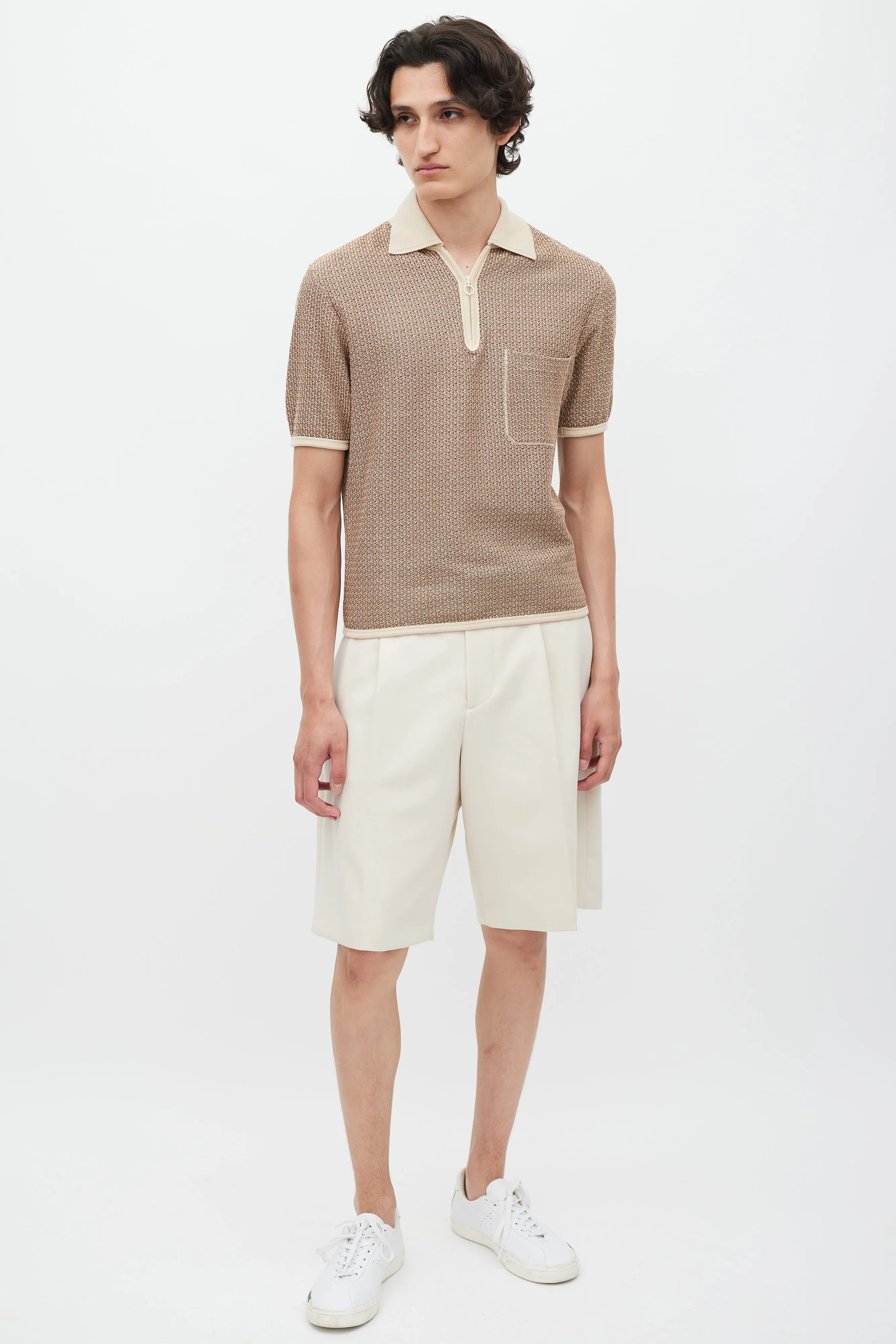 Beige Knit Polo