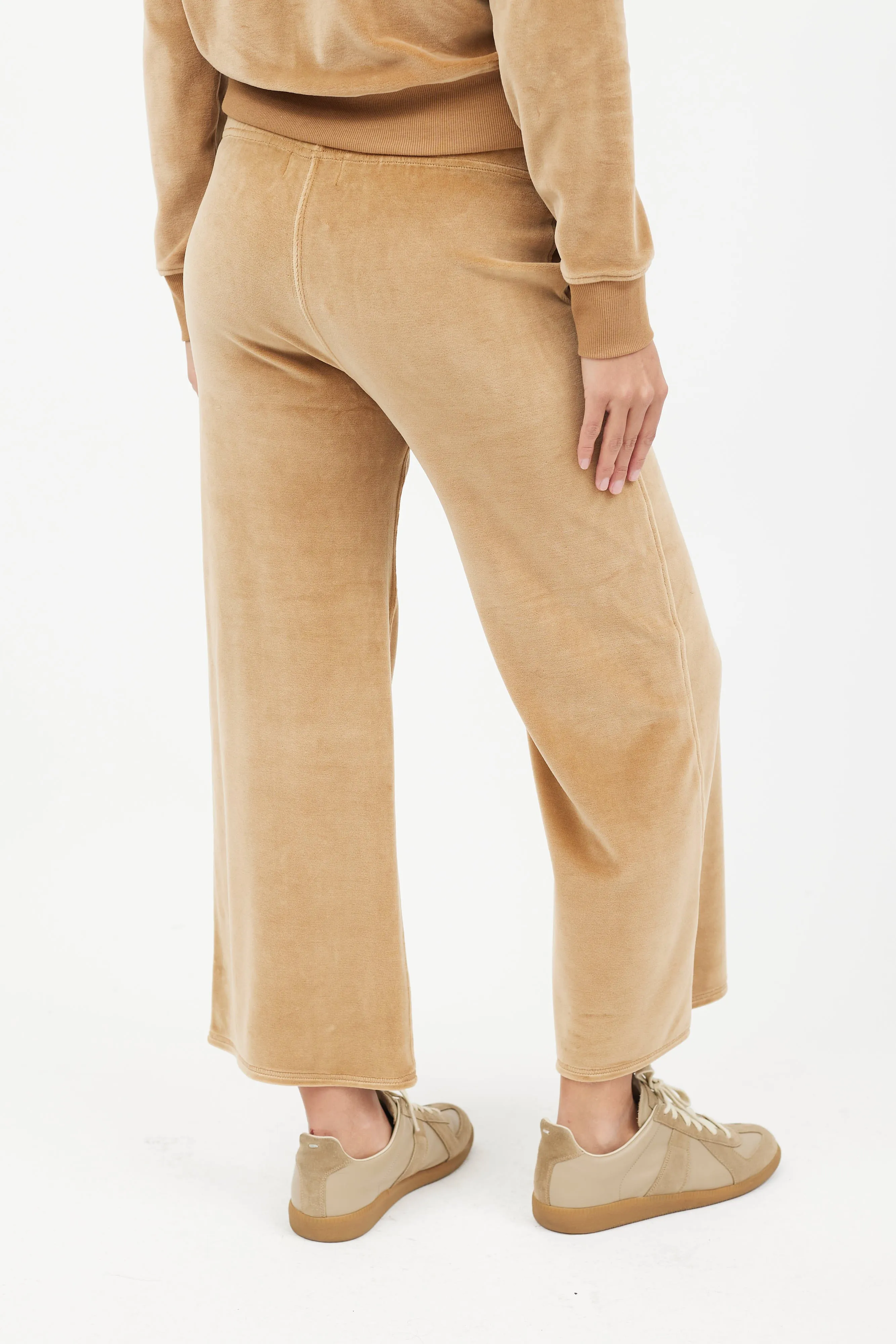 Beige Velvet 2 Piece Tracksuit