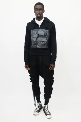 Black Quarter Zip Cargo Hoodie