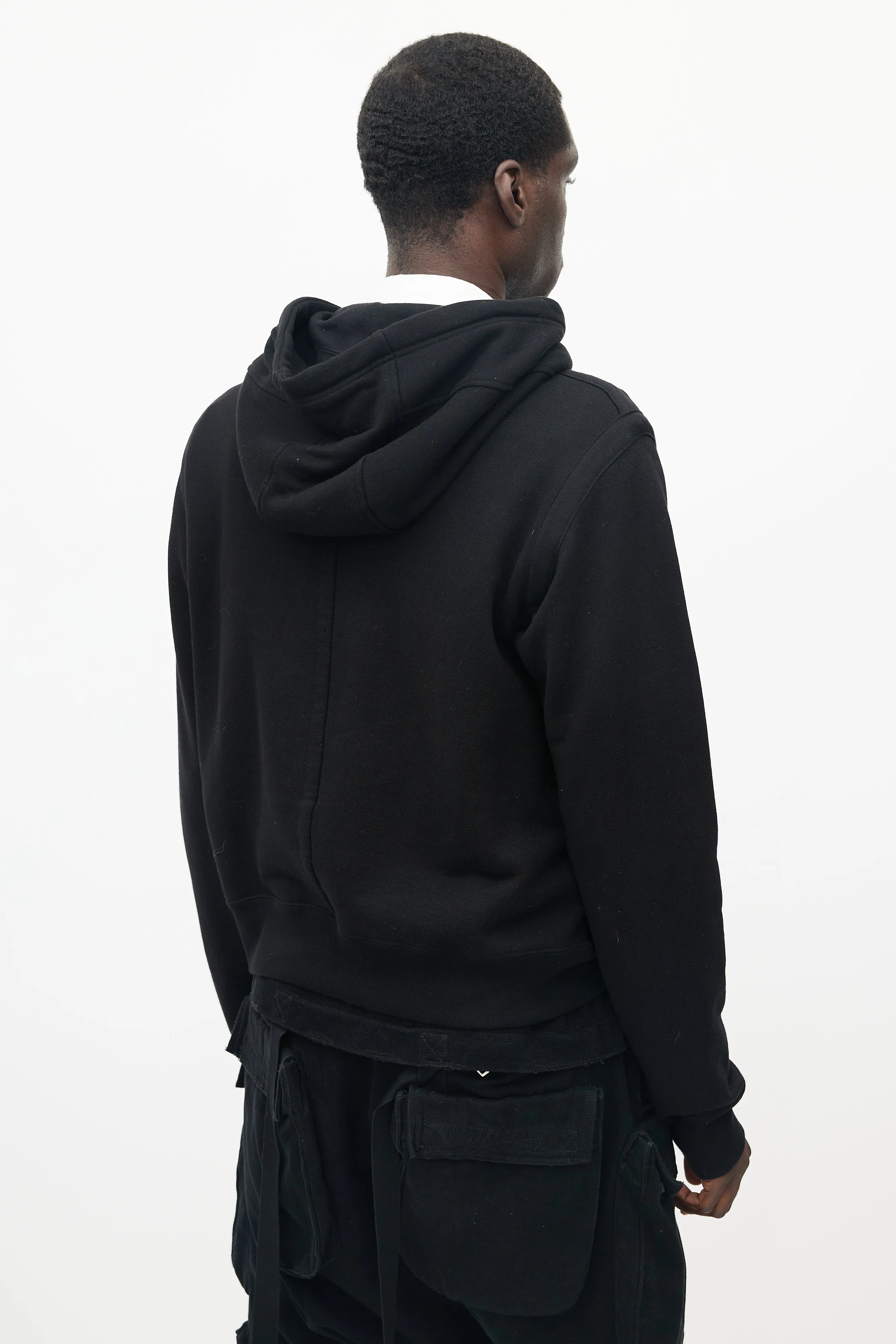 Black Quarter Zip Cargo Hoodie