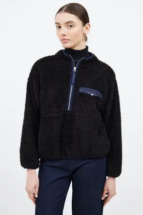 Black Quarter Zip Furry Jacket