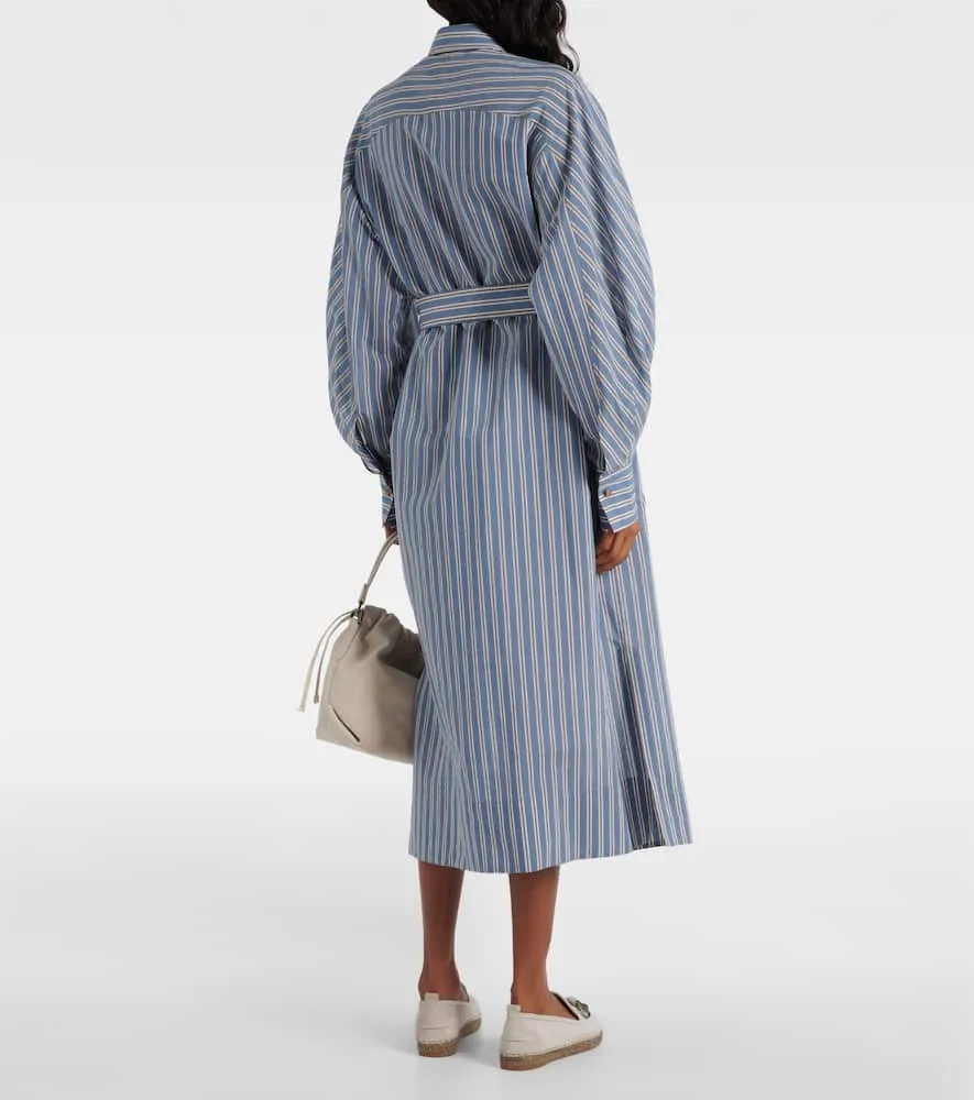 Brunello Cucinelli Striped cotton and silk shirt dress