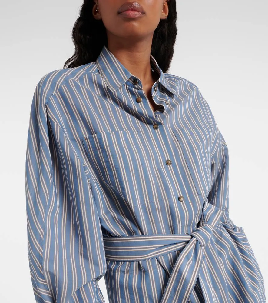 Brunello Cucinelli Striped cotton and silk shirt dress