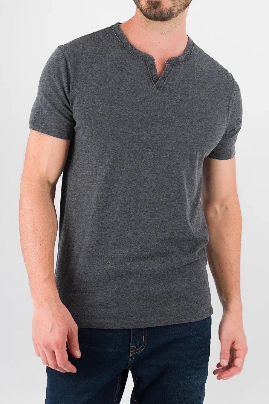 Burnout Henley-Dark Grey Heather - Devil Dogs