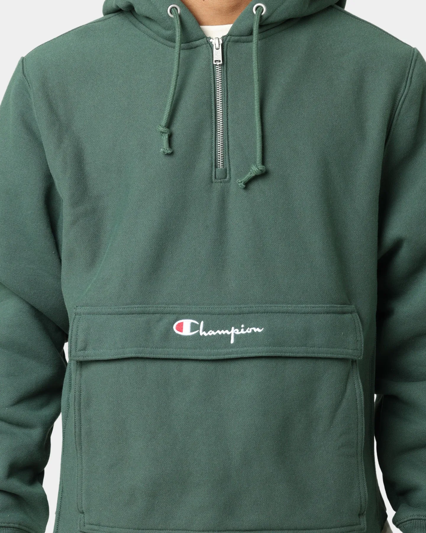 Champion Reverse Weave Boxy Anorak Hoodie Dark Green