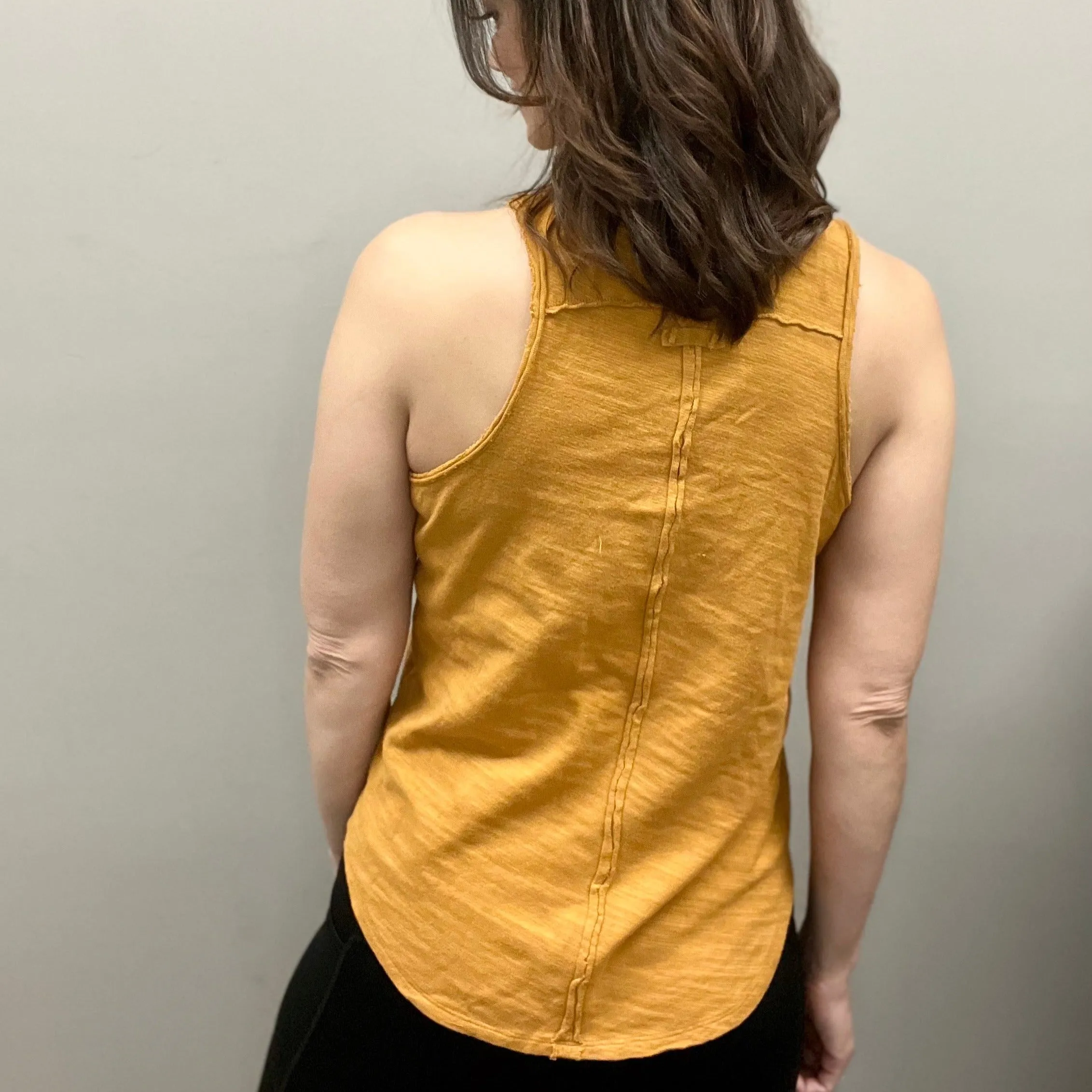 Distressed Henley Tank Top
