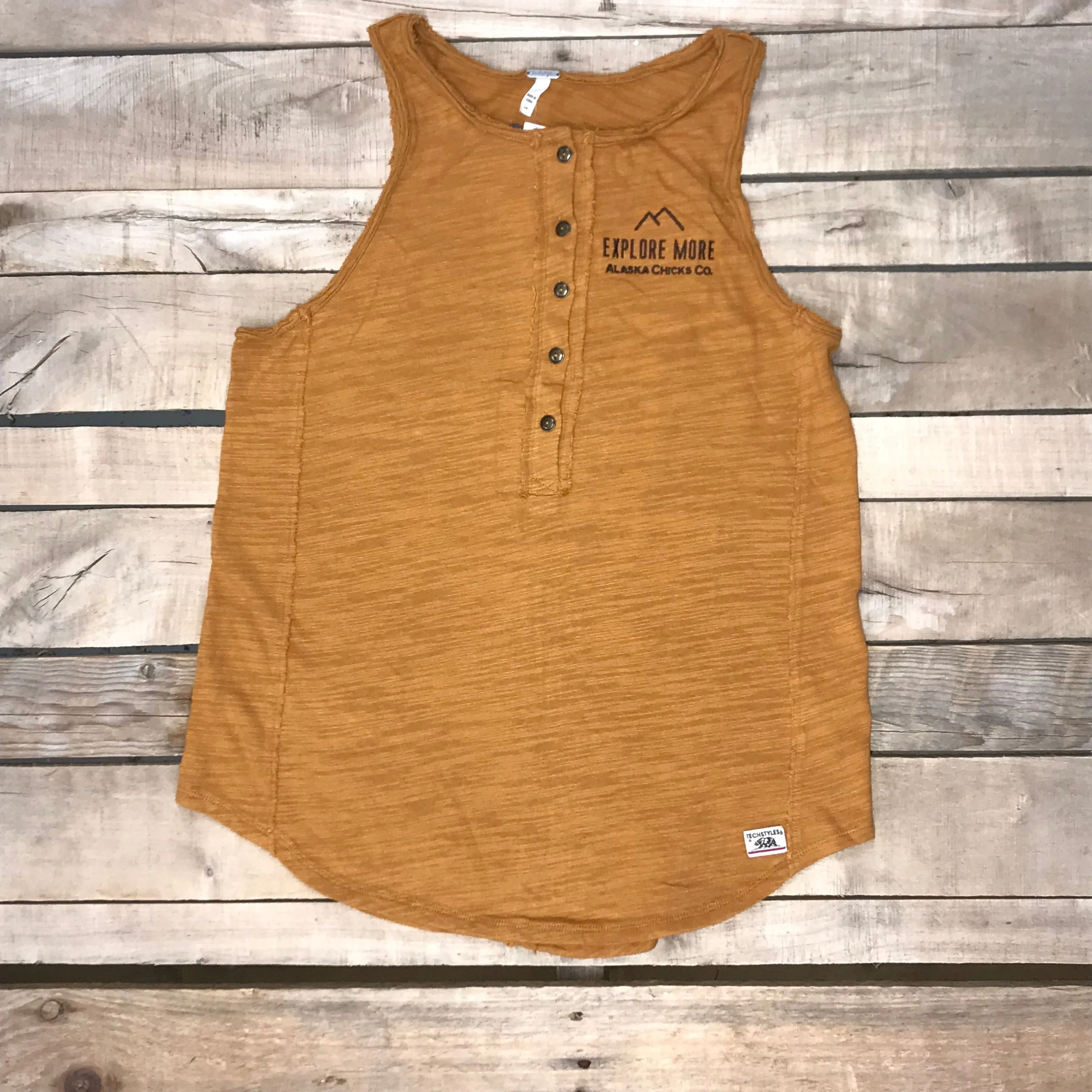 Distressed Henley Tank Top