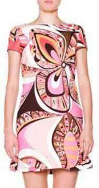 Draped-neck Multicolored Silk Dress