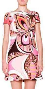 Draped-neck Multicolored Silk Dress