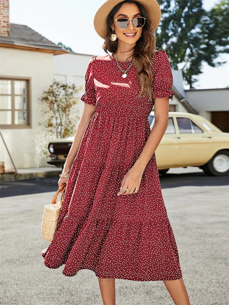 DressBetty - 2024 Summer Casual O-Neck Short Sleeve Beach Boho Dress