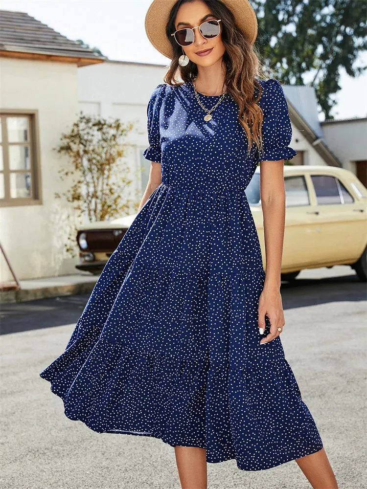 DressBetty - 2024 Summer Casual O-Neck Short Sleeve Beach Boho Dress