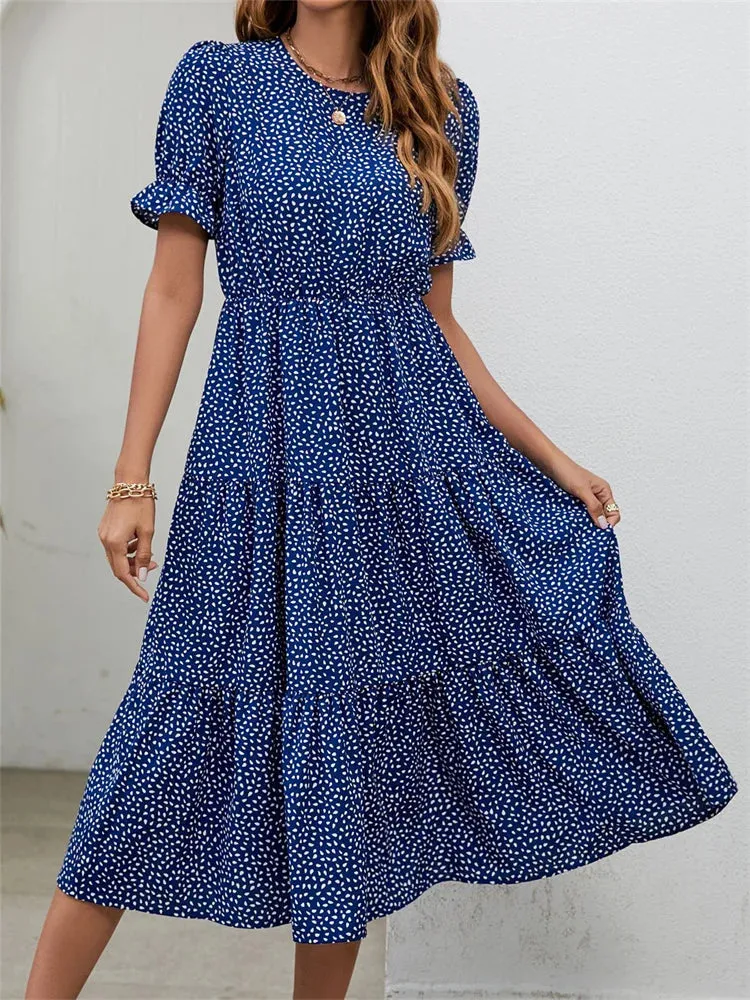 DressBetty - 2024 Summer Casual O-Neck Short Sleeve Beach Boho Dress