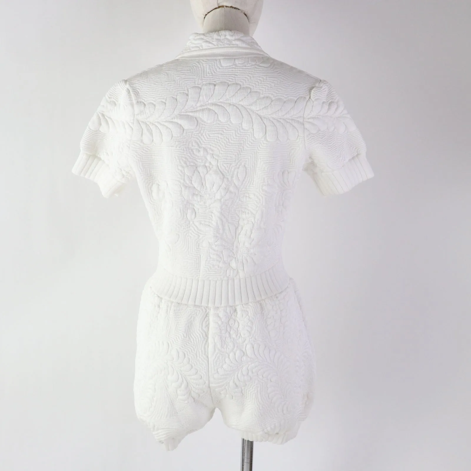 Fendi Women's Short Sleeve Overalls Dress White