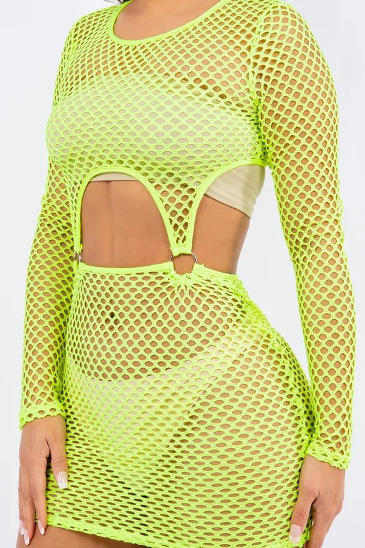 Fishnet Frenzy Cut-Out Mini Dress