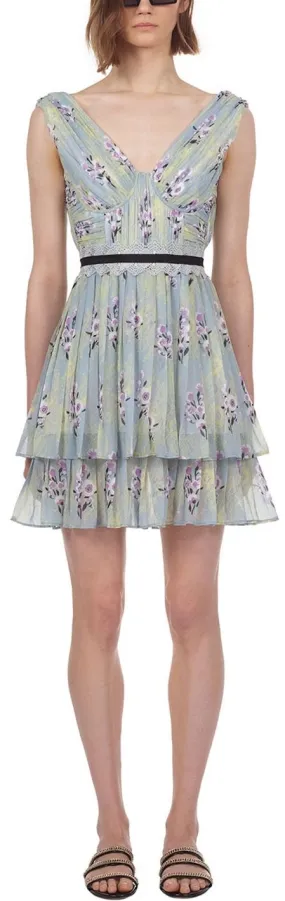 Floral Lace Printed Chiffon Dress