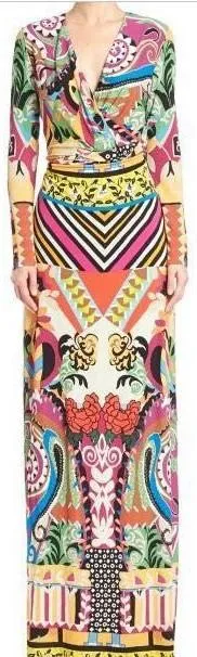 Geometric Multicolor Patchwork Jersey Gown