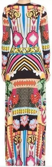 Geometric Multicolor Patchwork Jersey Gown