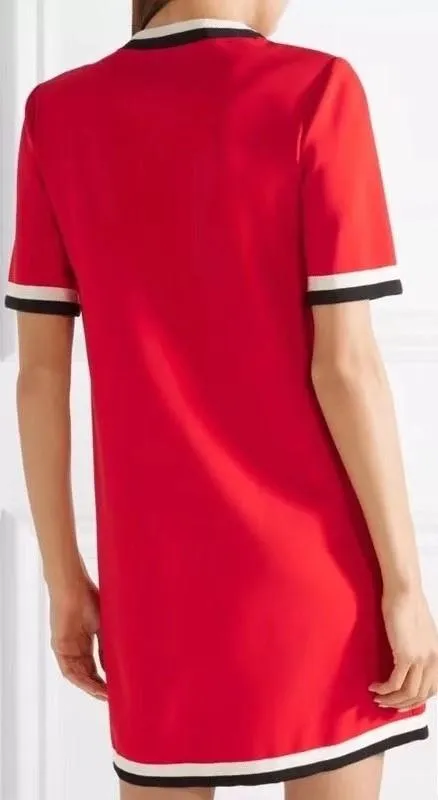Grosgrain-Trimmed Mini Dress, Red