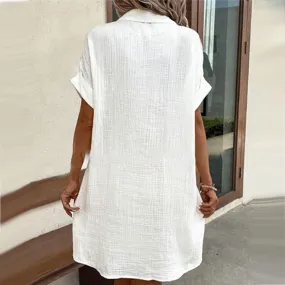 🔥HOT SALE 50% OFF🔥Women's Buttoned Short Sleeve Pocket Casual Shirt Dress
