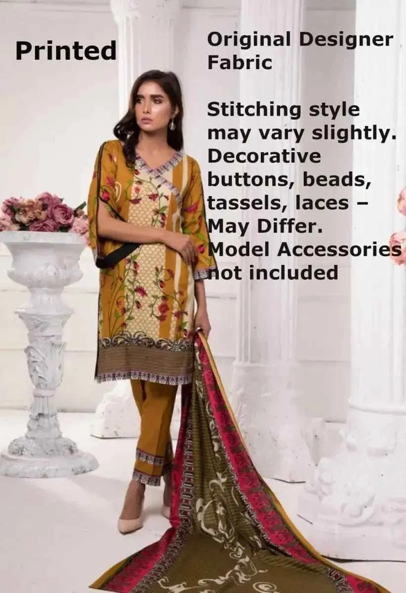 IshDeena Pakistani Dresses for Women Ready to Wear Salwar Kameez Ladies Suit - 3 Piece (Extra Small, Dark Yellow-Printed Vol2)