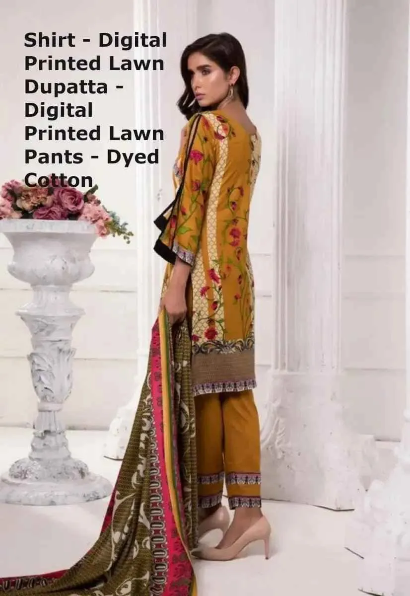 IshDeena Pakistani Dresses for Women Ready to Wear Salwar Kameez Ladies Suit - 3 Piece (Extra Small, Dark Yellow-Printed Vol2)