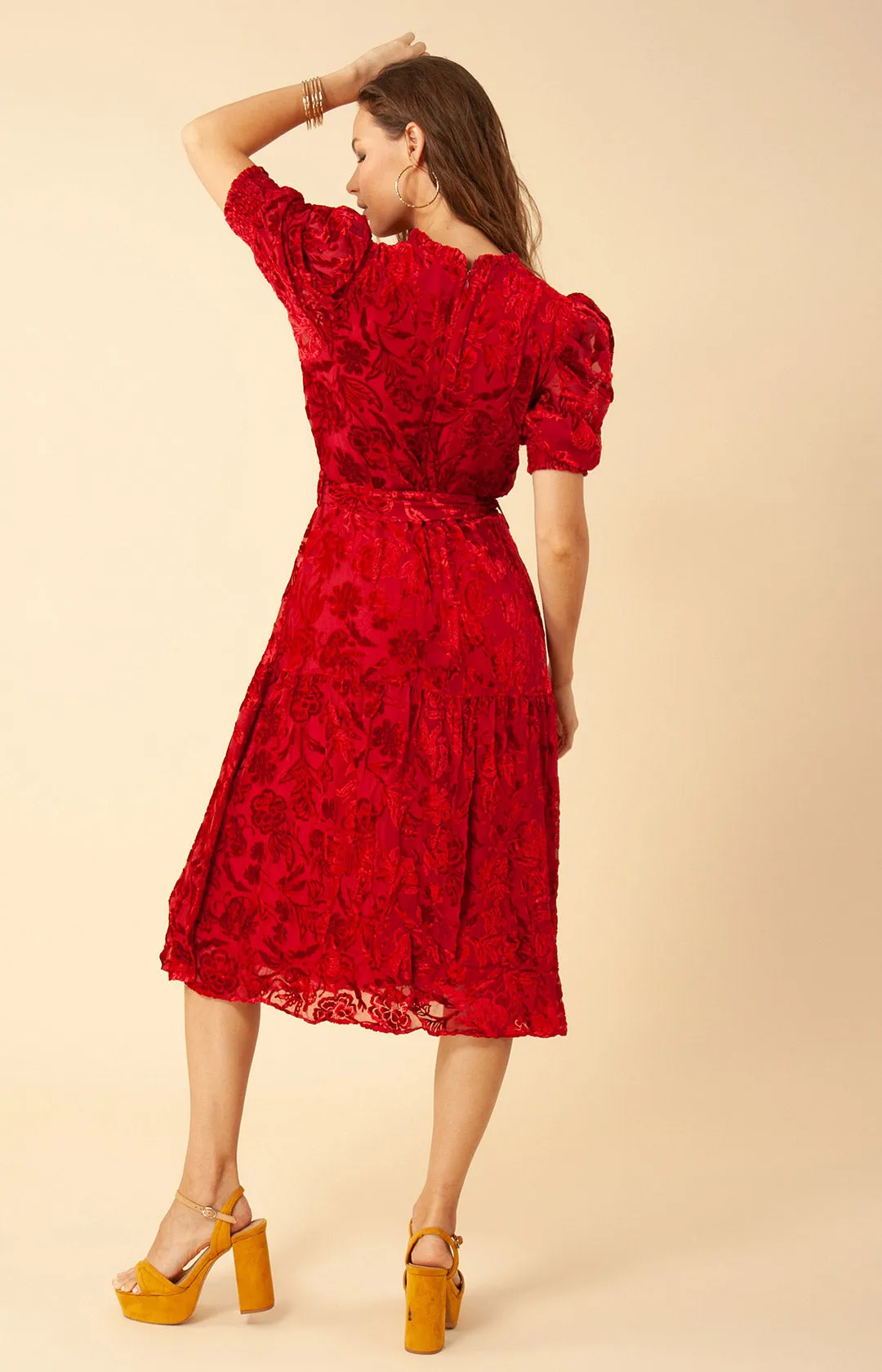 Kimbra Solid Velvet Burnout Dress