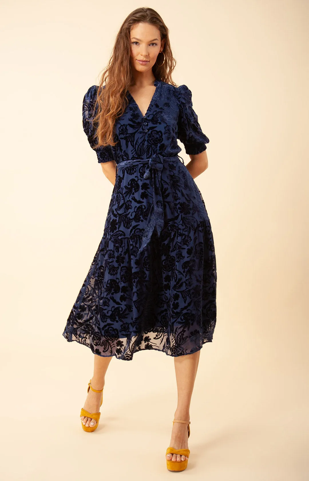 Kimbra Solid Velvet Burnout Dress