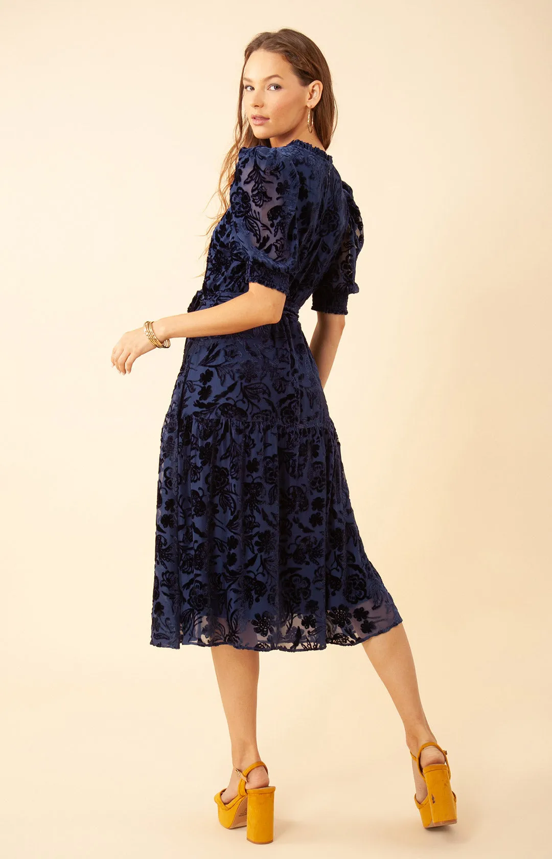Kimbra Solid Velvet Burnout Dress