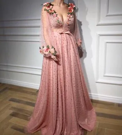 Long Sleeve Lace Evening Dresses
