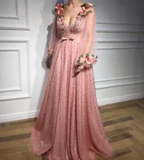 Long Sleeve Lace Evening Dresses