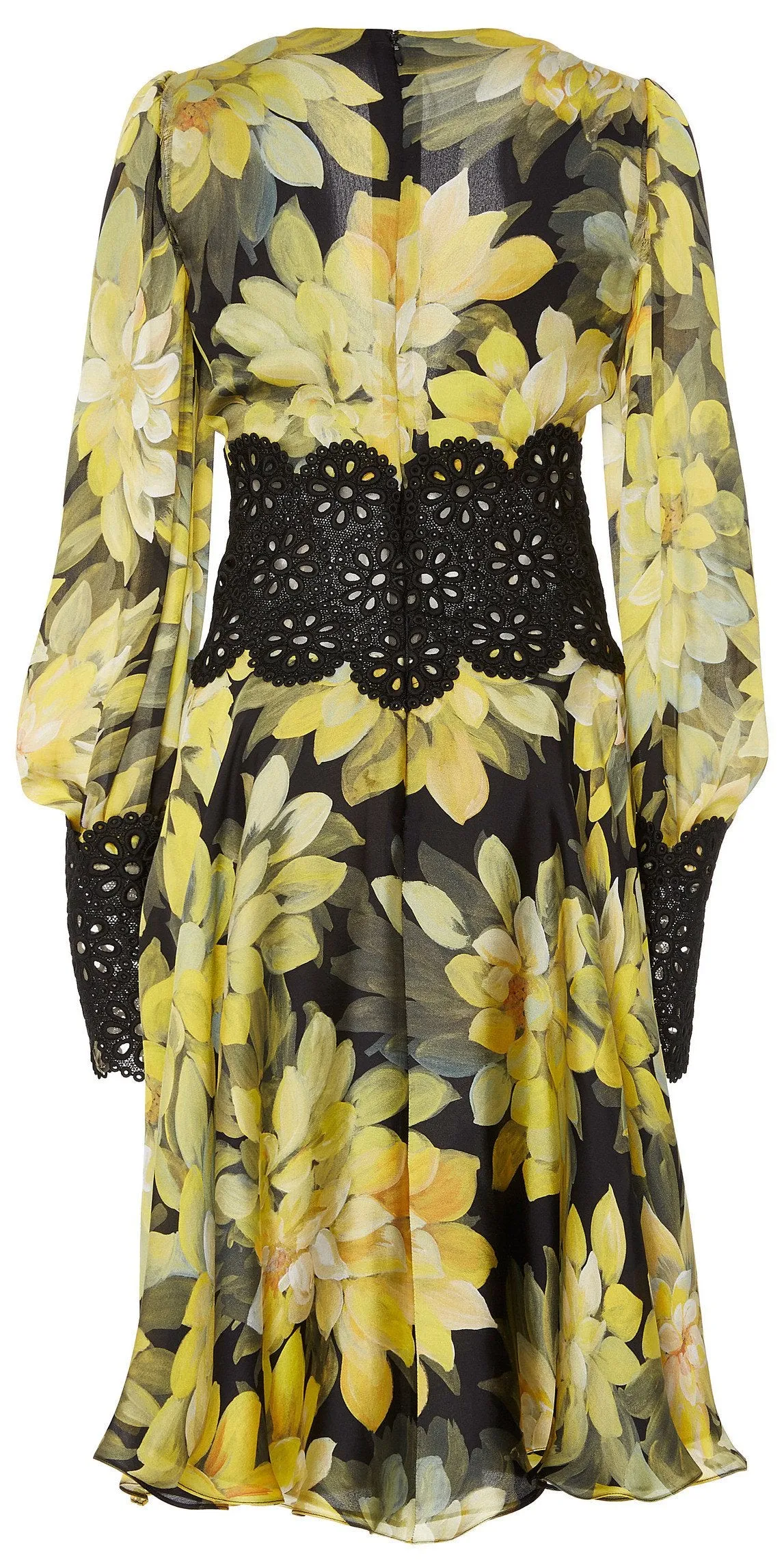 Long-Sleeve V-Sleeve Floral Print Dress