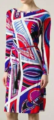 Multicolored Pattern Print Silk Blend Dress