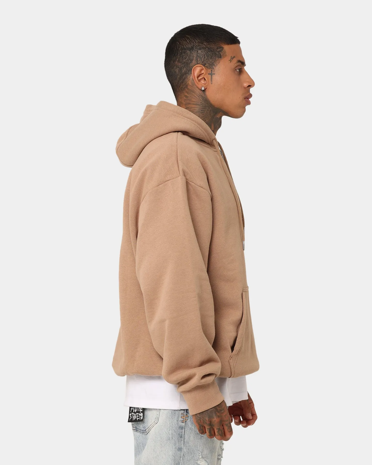 New Era Los Angeles Lakers Quarter Zip Sleeve Script Hoodie Khaki/Black