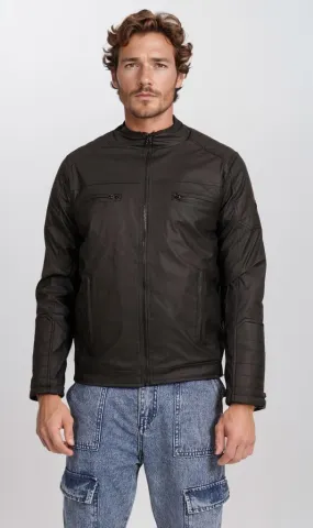O197489-O197489 - Faux Leather Moto Jacket - Black