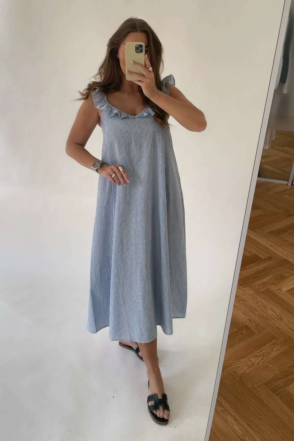 ONLAllie Kjole - Hvid Med Blå Striber