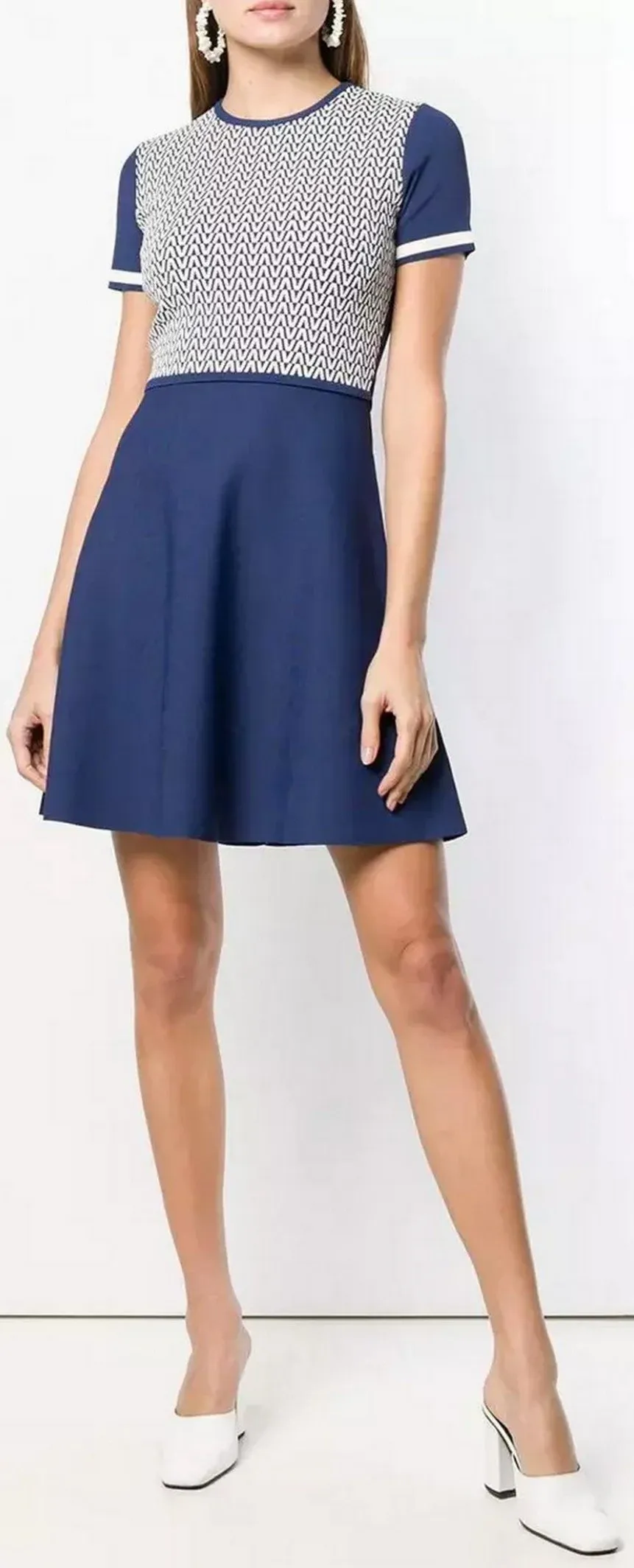 Optical V Skater Dress