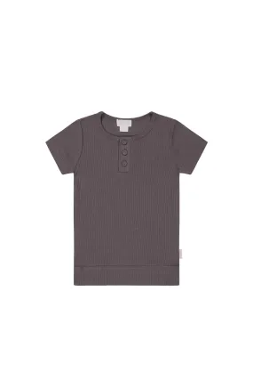 Organic Cotton Modal Henley Tee - Carob