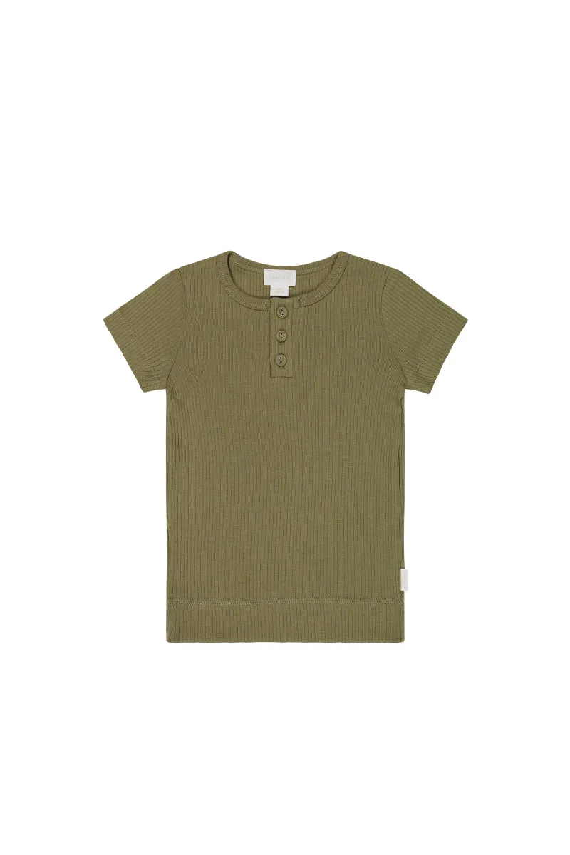 Organic Cotton Modal Henley Tee - Herb