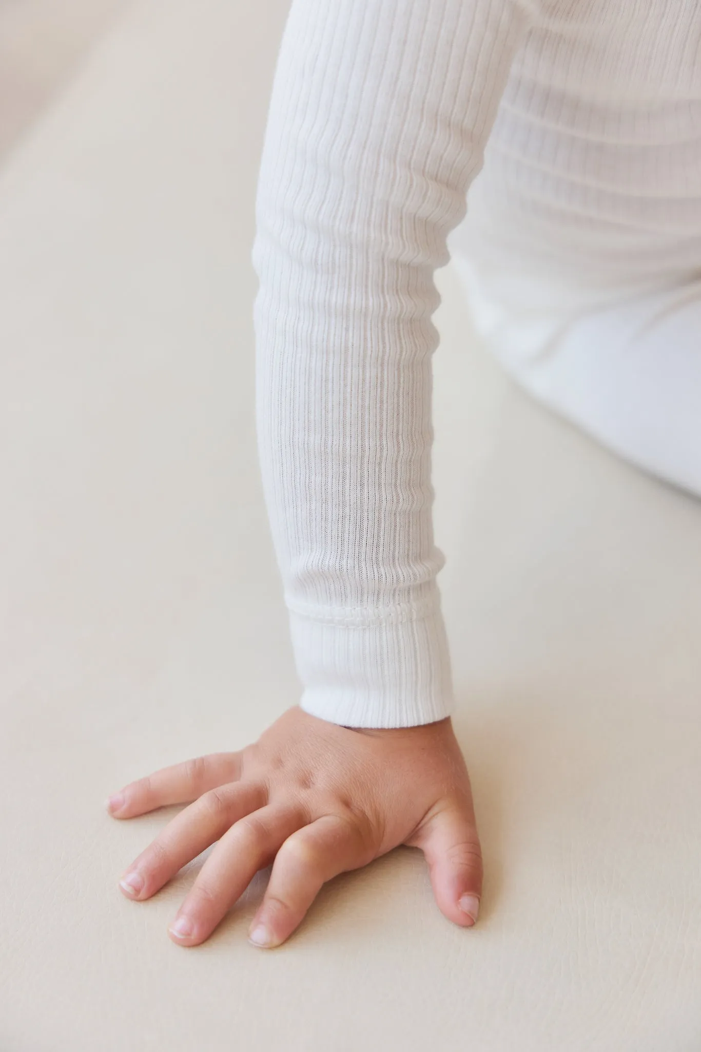 Organic Cotton Modal Long Sleeve Henley - Milk